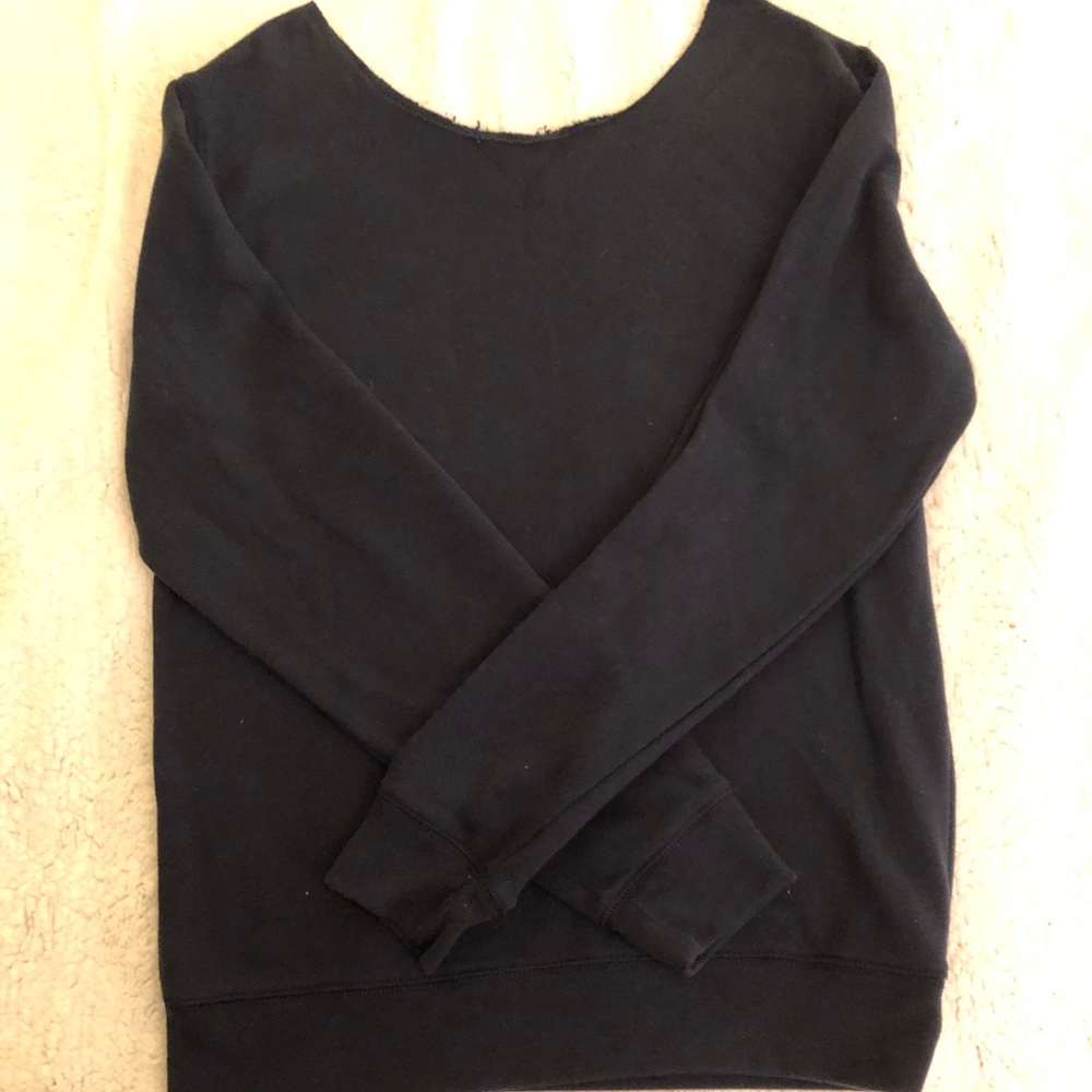 Off the shoulder Navy Blue Sweatshirt